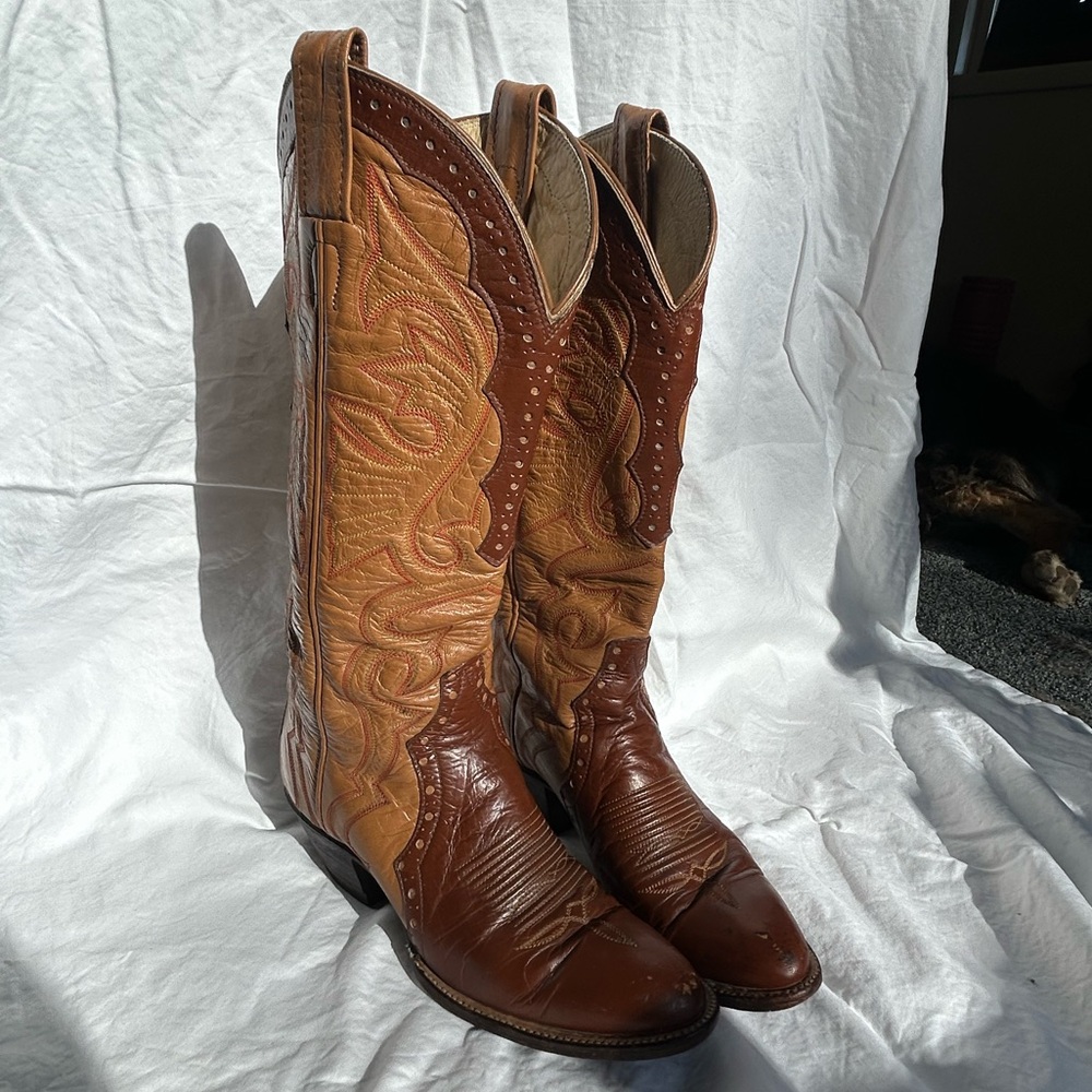 Vintage Laramie Brown Leather Cowboy Boots